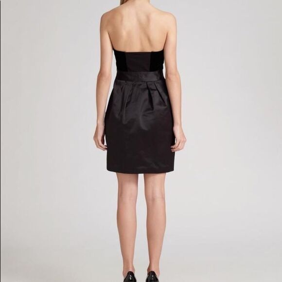 THEORY black strapless velvet silk Chanesa dress Size 0 - Picture 3 of 15
